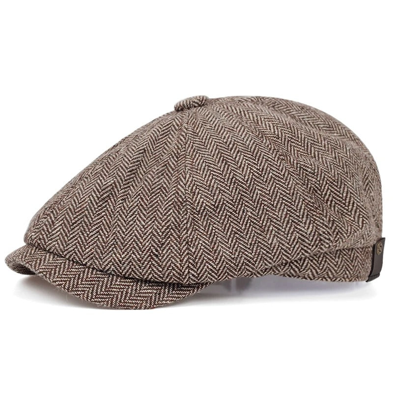Baker Boy Peaky Blinders Hat Newsboy Flat Cap Herringbone Tweed Gatsby